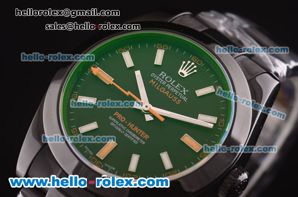 Rolex Milgauss Rolex 3131 Movement PVD Case/Strap with Black Dial - Click Image to Close